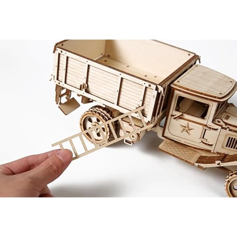 3D Wooden Puzzle Model Kit for Adults, 3D Puzzle Wooden Truck Model Kit, Self-Assembly, Vintage Car, Mechanical Construction Craft Set, as a Birthday Gift, Decoration Collection, 264 Pieces - Image 5